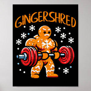 Christmas Gym Gingerbread Gingershred Xmas Workout Poster