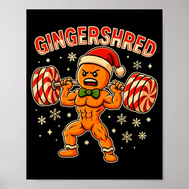 Christmas Gym Gingerbread Gingershred Xmas Workout Poster (Front)
