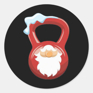 Christmas Gym Workout Gnome Kettlebell Xmas For Gy Classic Round Sticker