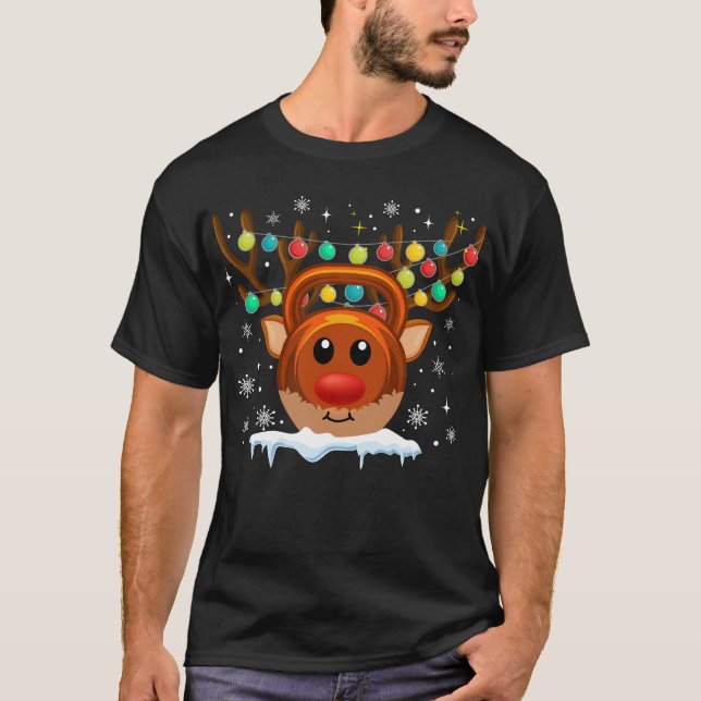 Christmas Gym Workout Reindeer T-Shirt (Front)