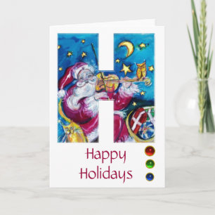 CHRISTMAS H LETTER / INSPIRED SANTA MONOGRAM HOLIDAY CARD