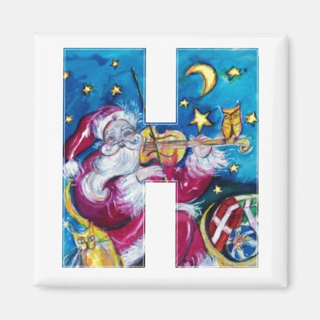 CHRISTMAS H LETTER / INSPIRED SANTA MONOGRAM MAGNET (Front)