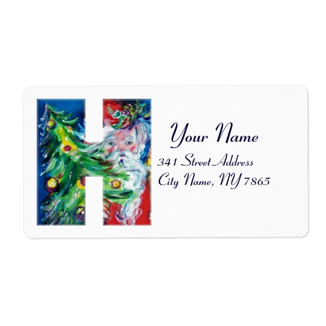 CHRISTMAS H LETTER / SANTA WITH CHRISTMAS TREE (Front)