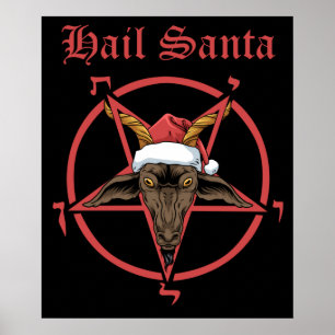 Christmas Hail Santa Satanism Goat Satan Baphomet Poster