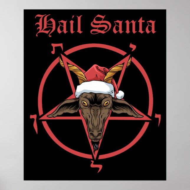 Christmas Hail Santa Satanism Goat Satan Baphomet Poster (Front)