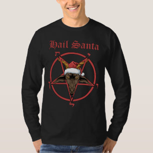 Christmas Hail Santa Satanism Goat Satan Baphomet T-Shirt