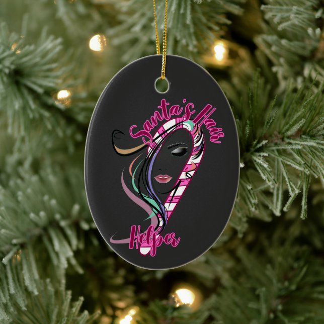 Christmas Hair Stylist - Santa's Hair Helper Ceramic Ornament (Tree)