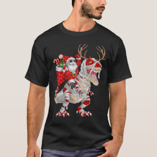 Christmas Halloween Santa Riding Dinosaur Mummy T-Shirt