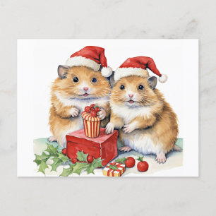 Christmas Hampsters, oh so cute, Postcard