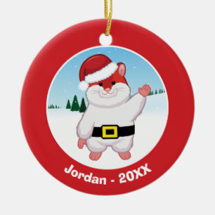 Christmas Hamster Ceramic Ornament