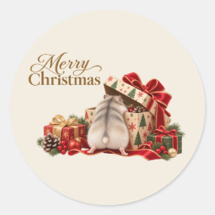 Christmas Hamster Exploring Gifts Sticker