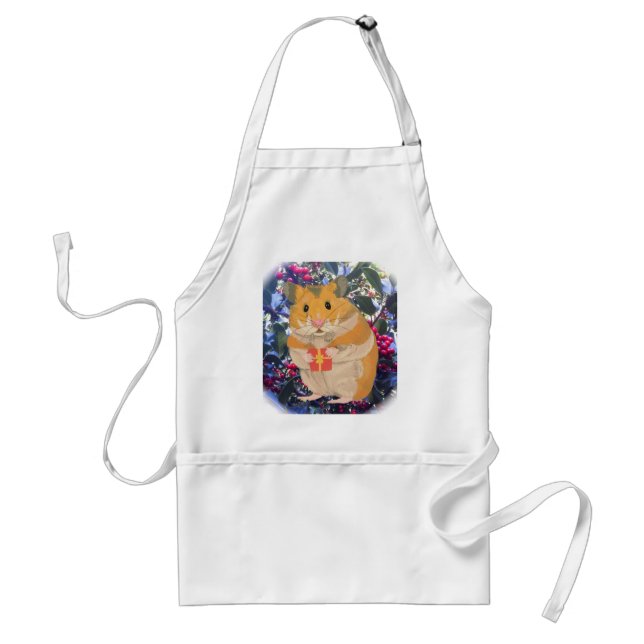 Christmas Hamster holding a gift Standard Apron (Front)