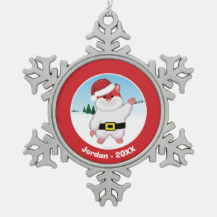 Christmas Hamster Snowflake Pewter Christmas Ornament
