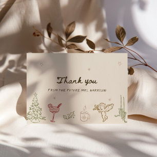 Christmas Hand Drawn Bridal Shower Thank You Card