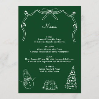 Christmas Hand Drawn Holiday Party Dinner Menu