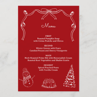 Christmas Hand Drawn Holiday Party Dinner Menu