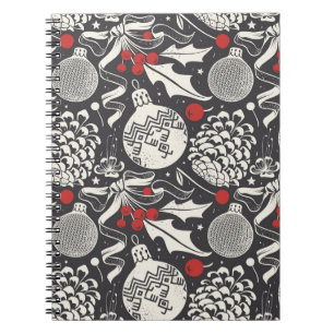 Christmas Hand-Drawn: Mistletoe Pine Seamless. Notebook