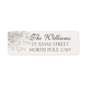 Christmas hand drawn winter mistletoe return address label