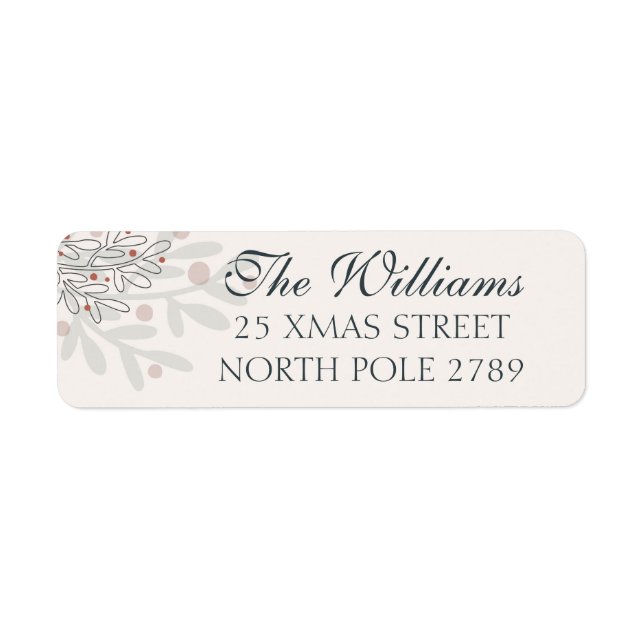 Christmas hand drawn winter mistletoe return address label (Front)