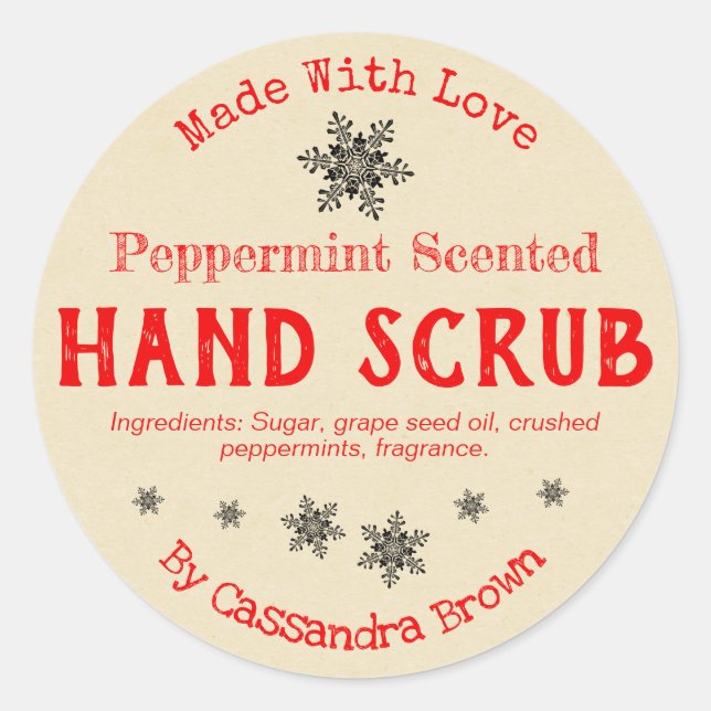 Christmas Hand Scrub Customisable Handmade DIY Classic Round Sticker (Front)