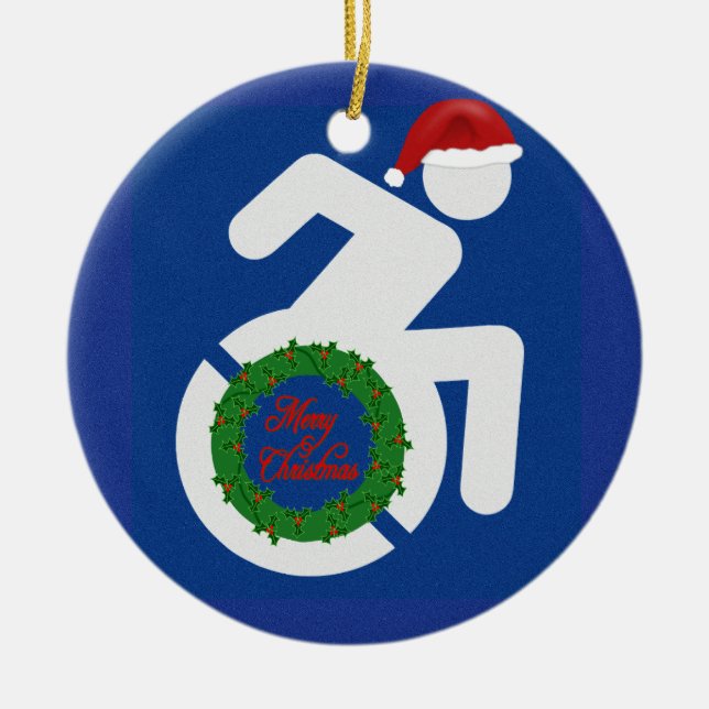 Christmas Handicapped Ceramic Ornament (Front)