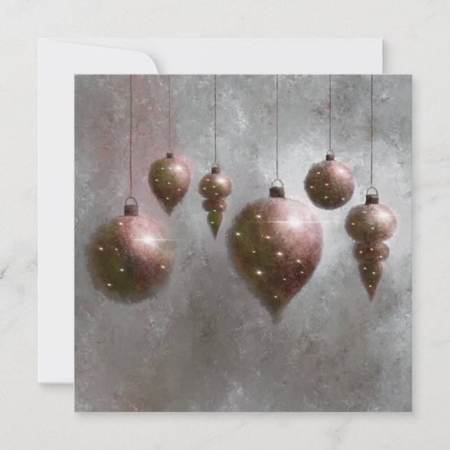 Christmas hanging copper silver Baubles Flat Card (Front)