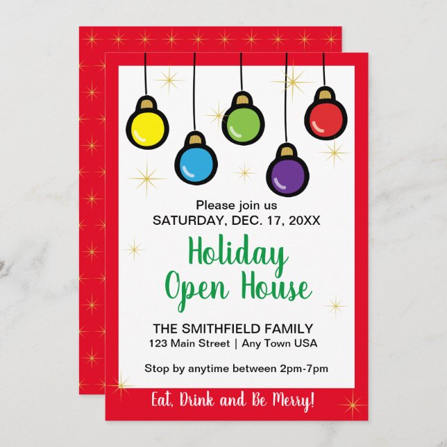 Christmas Hanging Ornament Open House  Invitation (Front/Back)