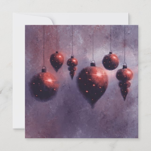 Christmas hanging Red Baubles Flat Card (Front)