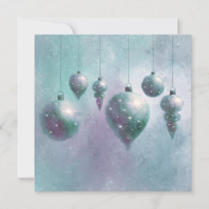 Christmas hanging Teal Baubles Flat Card