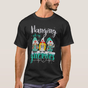Christmas Hanging With My Gnomies Nurse Heart Stet T-Shirt