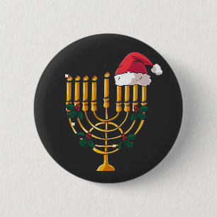 Christmas Hanukkah Jewish Santa Menorah 6 Cm Round Badge