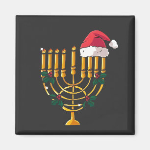 Christmas Hanukkah Jewish Santa Menorah Magnet