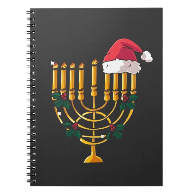 Christmas Hanukkah Jewish Santa Menorah  Notebook (Front)