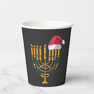 Christmas Hanukkah Jewish Santa Menorah Paper Cups