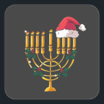 Christmas Hanukkah Jewish Santa Menorah Square Sticker<br><div class="desc">hanukkah christmas mashup, jewish holiday humour, santa menorah, interfaith christmas 2025, hanukkah meets christmas, funny jewish santa design, menorah santa hat 2025, christmukkah mashup, jewish christmas fusion, menorah holiday 2025</div>
