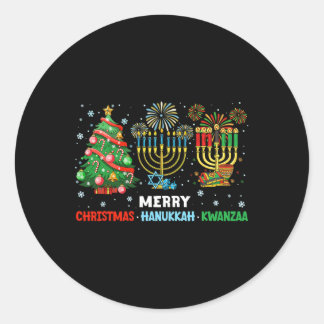Christmas Hanukkah Kwanzaa Happy Holidays Matching Classic Round Sticker
