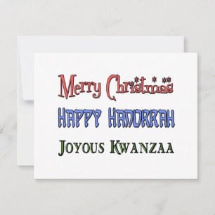 Christmas - Hanukkah - Kwanzaa Holiday Card