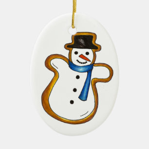 Christmas Hanukkah Snowman Sugar Cookie Holiday Ceramic Ornament