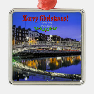 Christmas, Ha'penny Bridge, Dublin, Metal Ornament