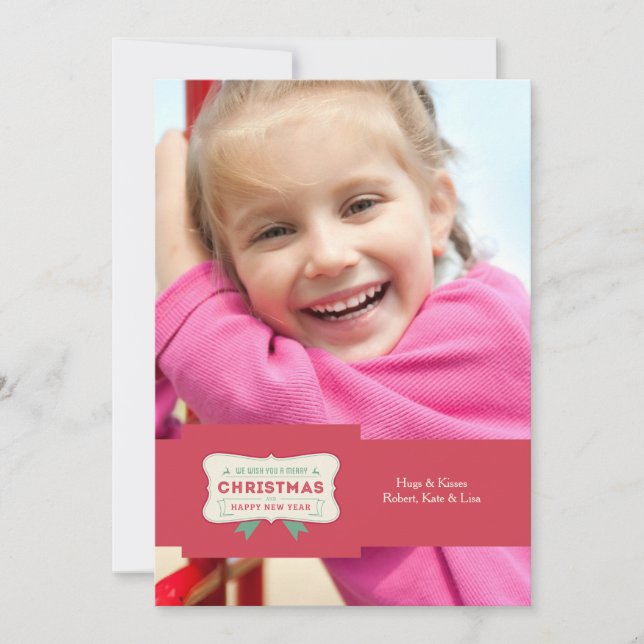 Christmas Happiness Holiday Photo Card (Front)
