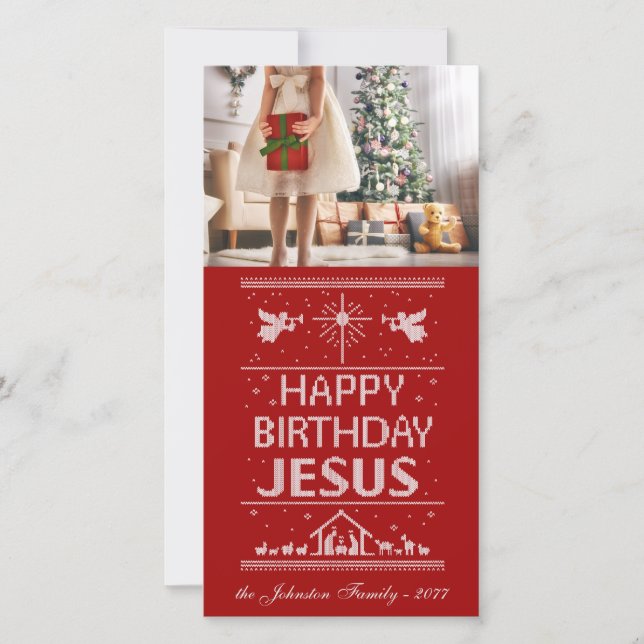 Christmas Happy Birthday Christian Jesus Christ  Holiday Card (Front)