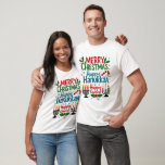 Christmas Happy Hanukkah Kwanzaa T-Shirt<br><div class="desc">Celebrate the holiday season with this tee, featuring a vibrant design that says Merry Christmas, Happy Hanukkah, and Happy Kwanzaa. Perfect for spreading happiness and embracing all faiths, it’s a wonderful choice for gatherings and festive occasions. This tee captures the joy of giving and sharing no matter the holiday. Ideal...</div>