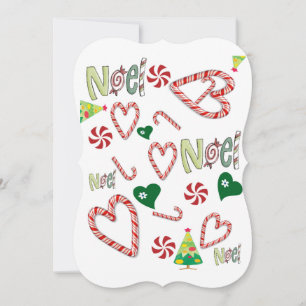 Christmas Happy Holiday Flat Greeting Card Noel