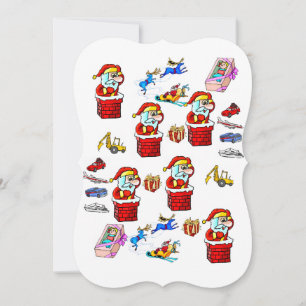 Christmas Happy Holiday Flat Greeting Card Santa