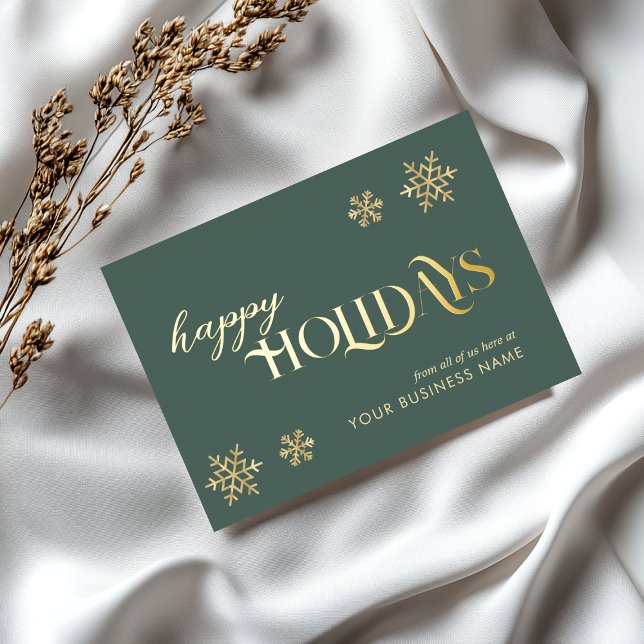 Christmas Happy Holidays Business Company Green Foil Holiday Card (Creator Uploaded)