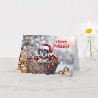 Christmas Happy Holidays Cute Schnauzer Puppy Dog  Card