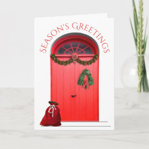 Christmas Happy Holidays Decorations Red Doors Holiday Card
