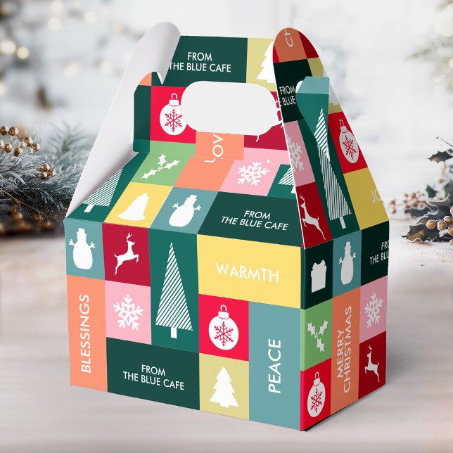 Christmas Happy Holidays Modern Corporate Name Favour Box (Christmas Happy Holidays Modern Name Favor Boxes)