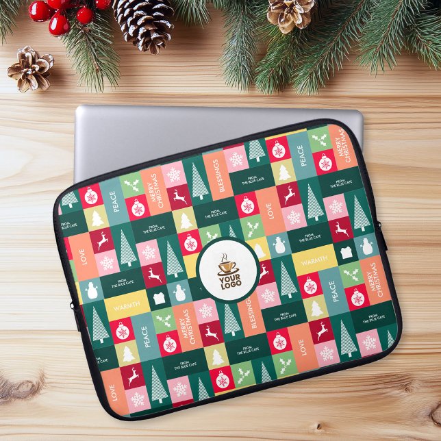 Christmas Happy Holidays Modern Corporate Name Laptop Sleeve (Christmas Happy Holidays Modern Corporate Name Laptop Sleeve)