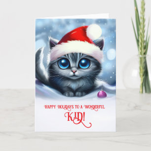 Christmas Happy Holidays to a Great Kid Cute Cat Card